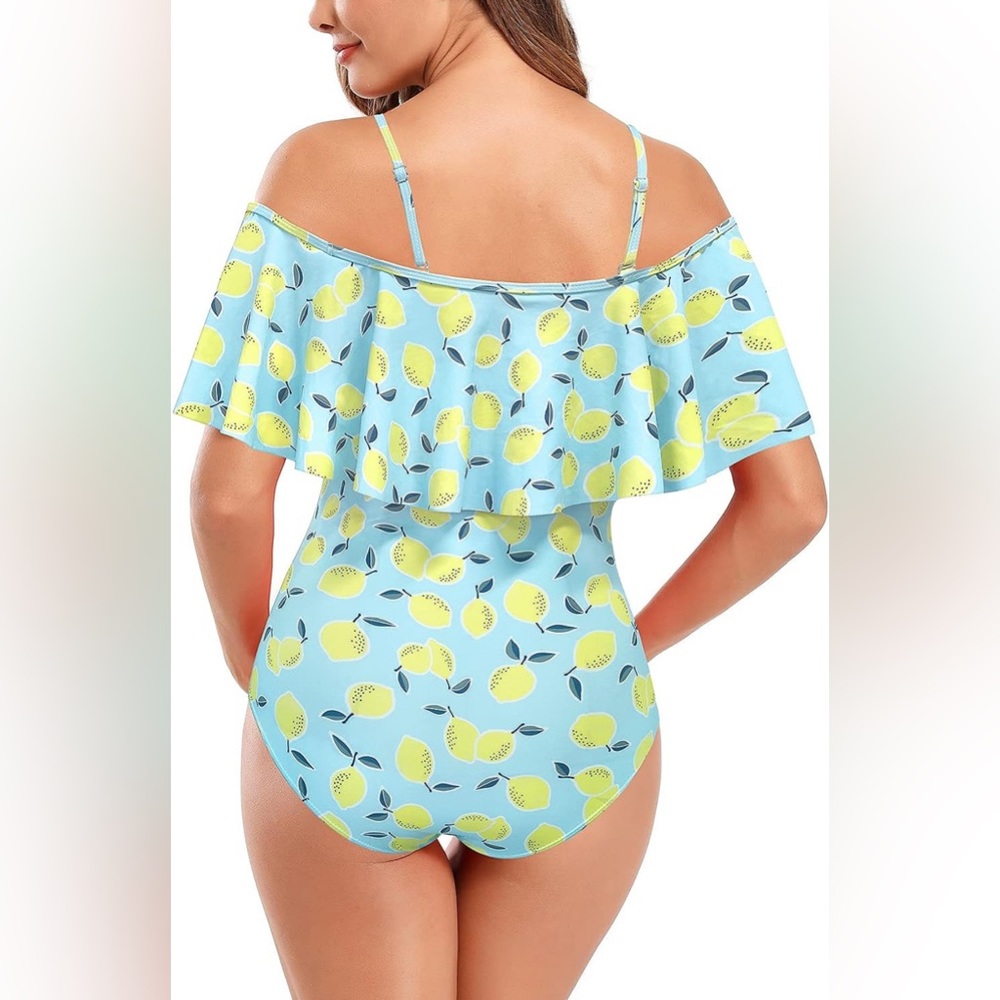SHEKINI Women's Off-Shoulder Maternity Swimsuits Ruffle Pregnancy One Piece